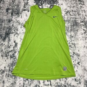 Nike Pro Dri FIT Women's V Neck Sleeveless Athletic Tank Top Lime Green Size L